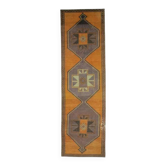 Tapis de couloir en laine turc oushak vintage fait main 111x385