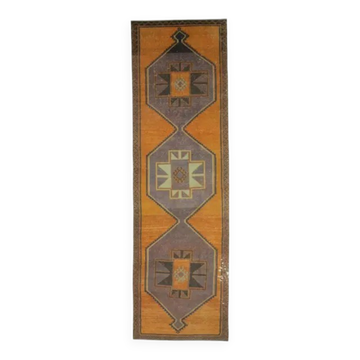 Tapis de couloir en laine turc oushak vintage fait main 111x385