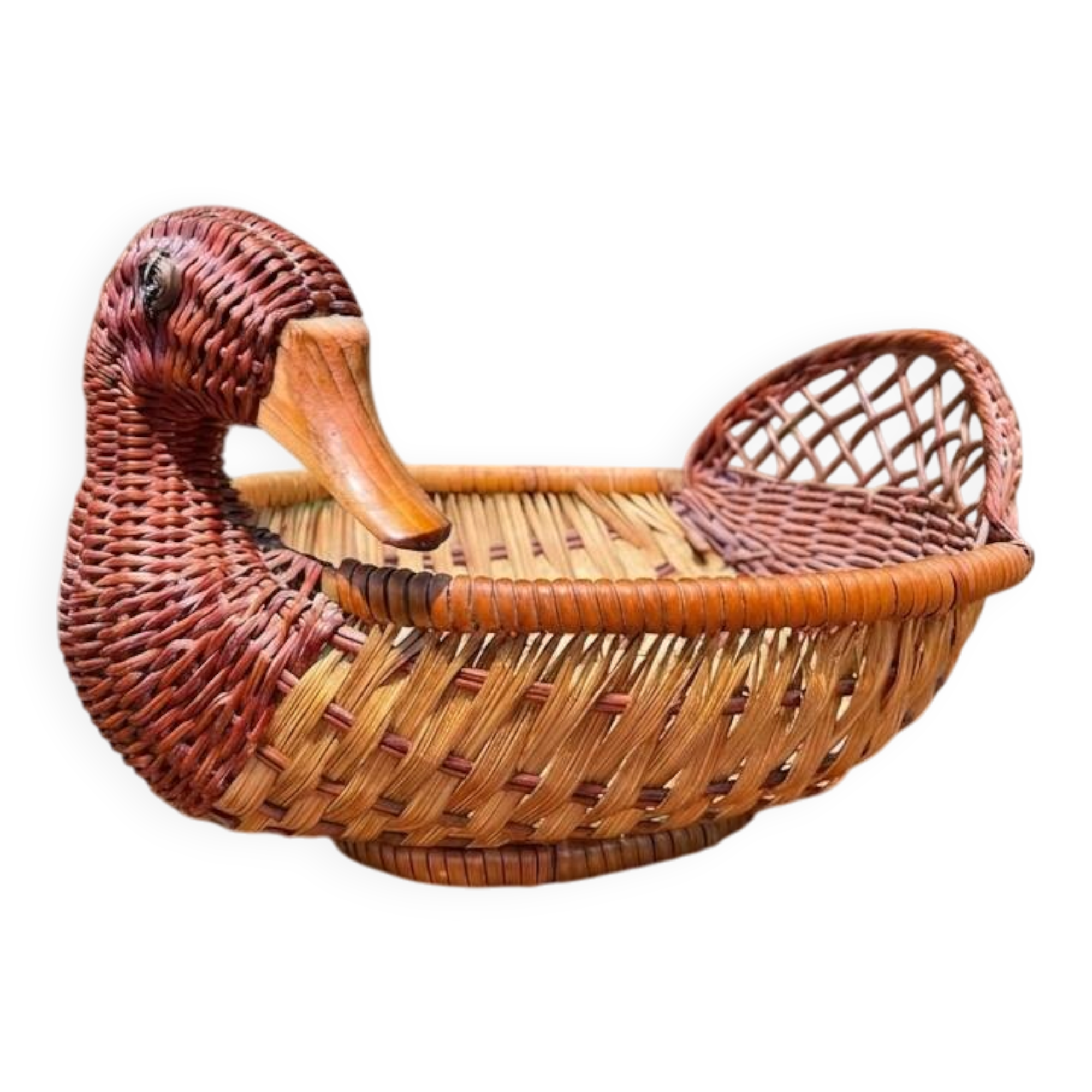 Panière / corbeille en osier en forme de canard