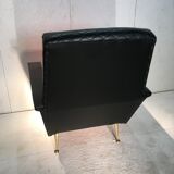 Fauteuil en skai noir