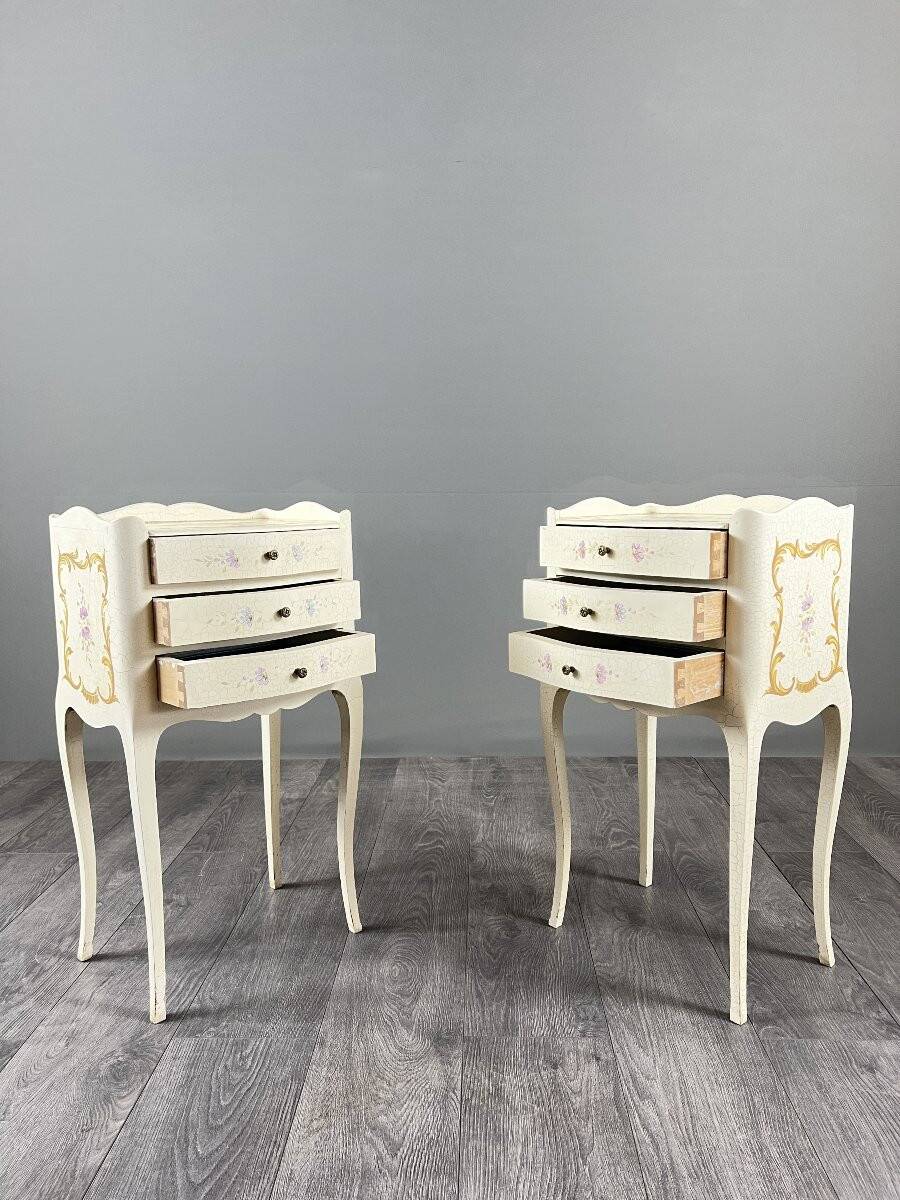 Pair of Louis XV style bedside tables, 20th century.