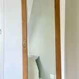 Art Deco bevelled full-length mirror - restored raw oak