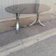 Table ovale vintage chrome et verre fumé