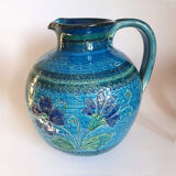 Vase pitcher blue 60s Aldo Londi Italy