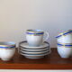 Tasses à café en porcelaine fine vintage bleu et doré