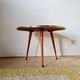 Vintage tripod side table, marquetry diamond-pattern top.