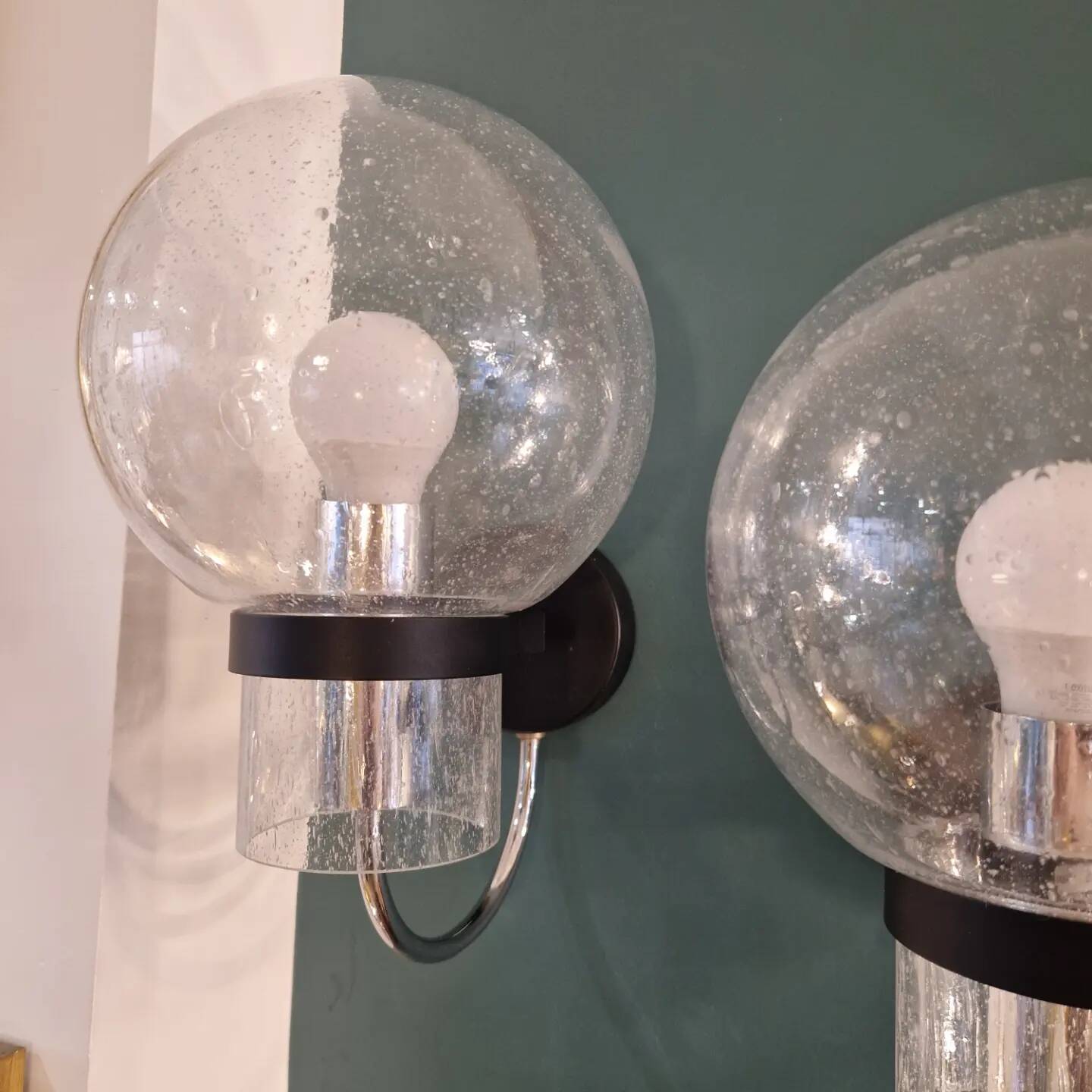 Pair of "Scones" wall lights by Glashütte Limburg 60's 70's