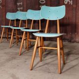 Series of 4 wooden chair Ton (Ex Thonet) 1960