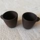Set of three matte brown ceramic cups for dolls' play kitchen