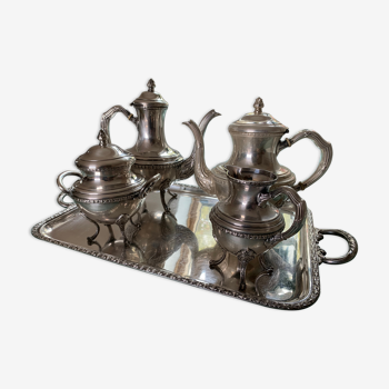 Tea tray coffee maker sugar pot milk pot silver metal