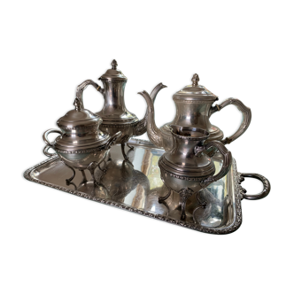 Tea tray coffee maker sugar pot milk pot silver metal