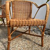 Pair of vintage rattan armchairs 1960