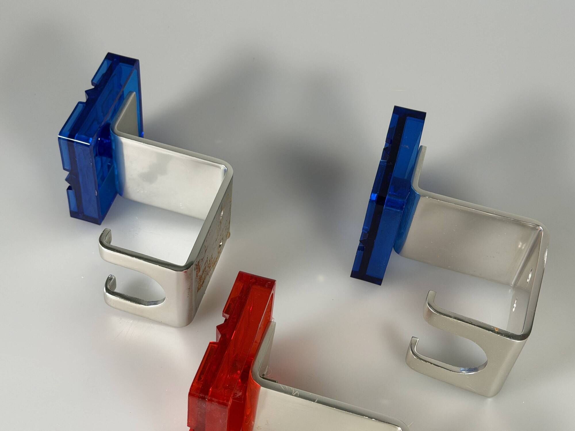 3 x 1960s 1970s Coat Hooks, Wall-Mounted Coat Rack, Metal/Plastic