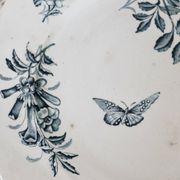 Round serving dish Badonviller ironstone model Jasmin floral butterfly motif late 19th century