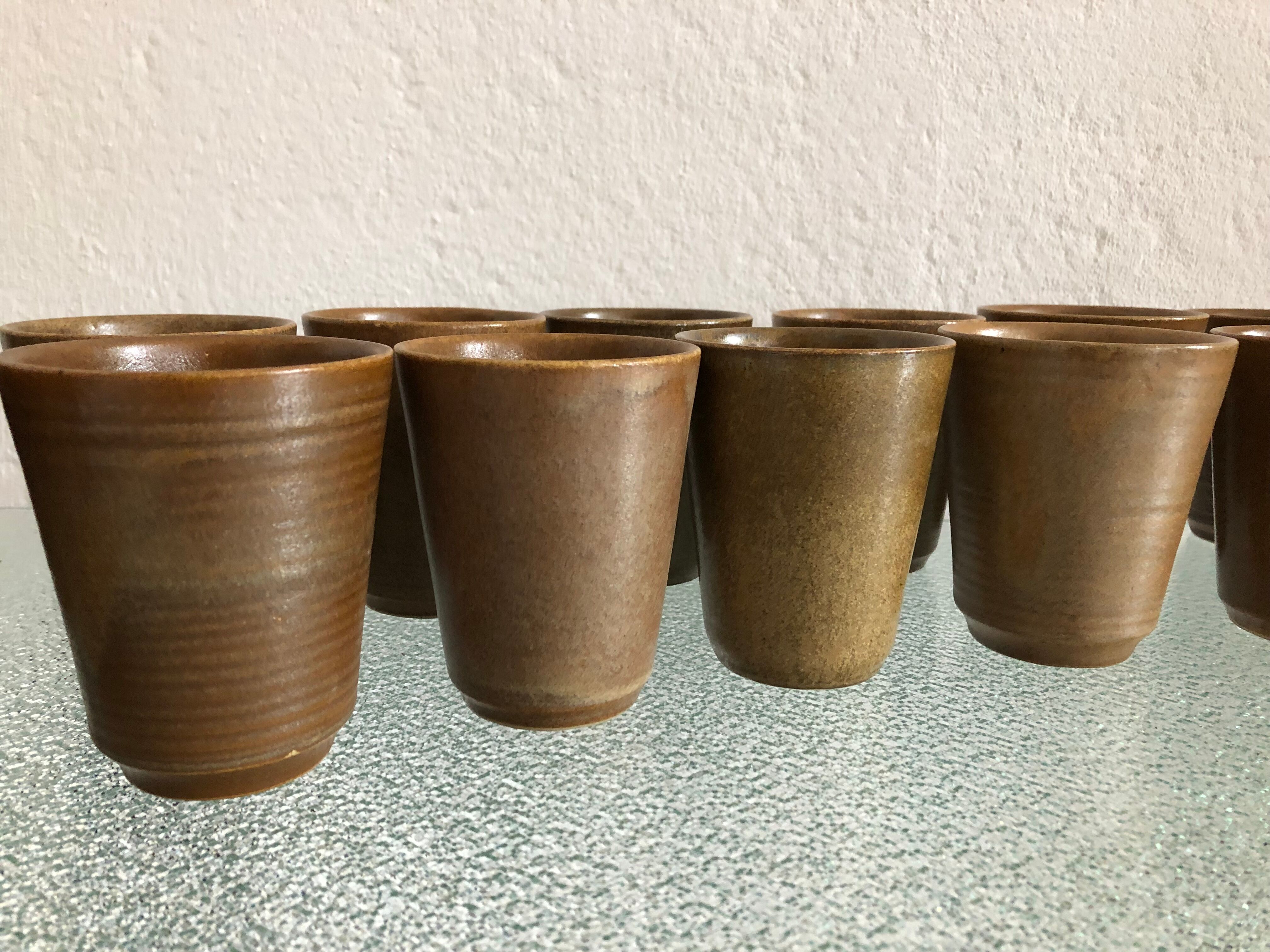 14 vintage sandstone Digoin cups