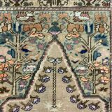 Distressed Turkish Rug 122x79 cm Vintage Shabby, Wool Tribal Blue, Beige Small