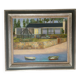 Old Oil Painting Canvas House Beach Boat Sea Village 80x70cm