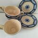 Trio of Ti-Bihan St Malo cups and saucers by Yvon Roy