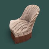 Fauteuil crapaud vintage en velours chocolat