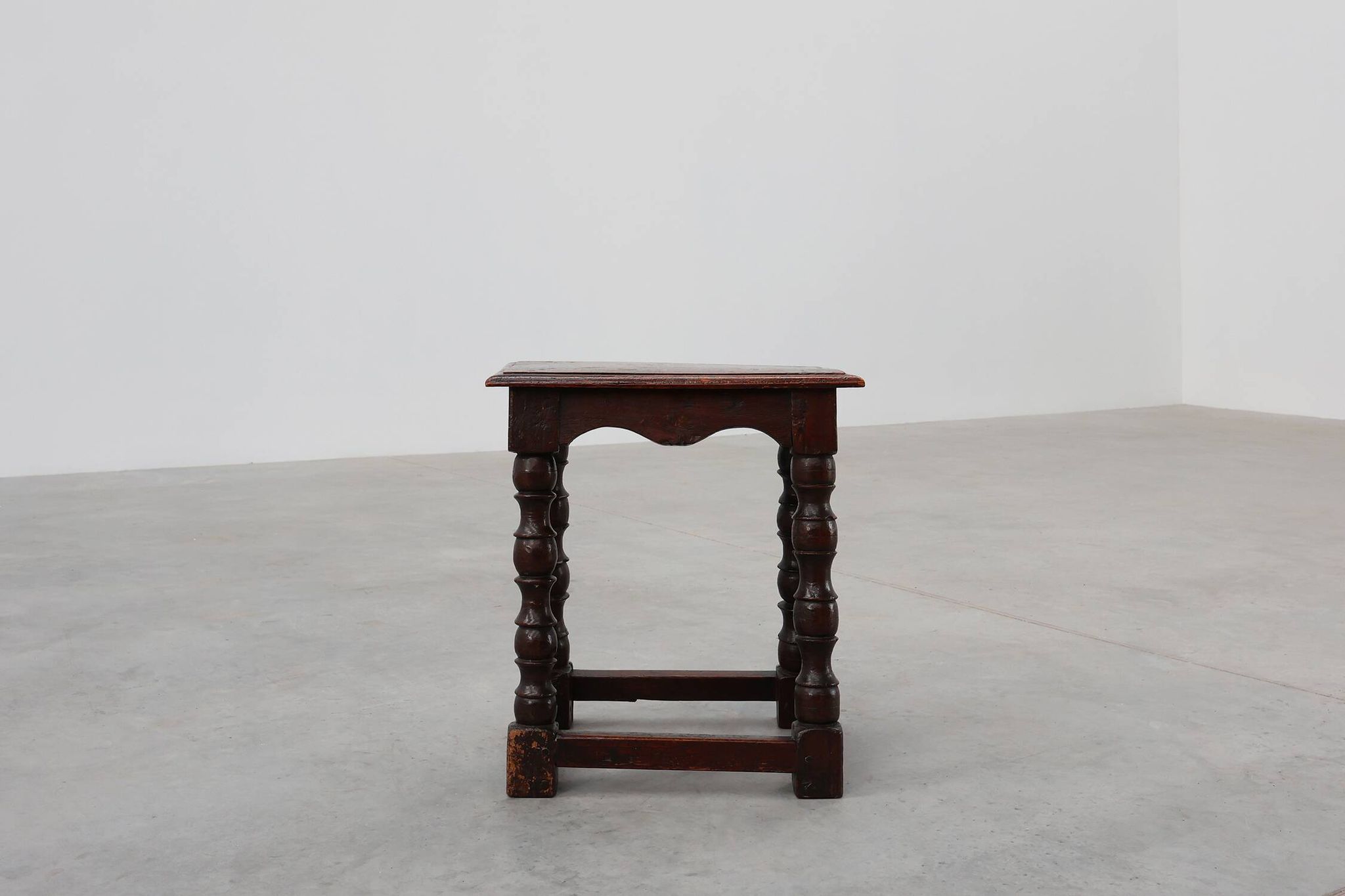 19th Century oak rectangular joint stool or table with turned legs, France