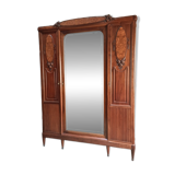 Antique Art Nouveau wardrobe with mirror – Early 20th century