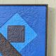 Mid-Century Modern Swedish "Geometric Blue", Vintage Abstract Oil Painting, Framed