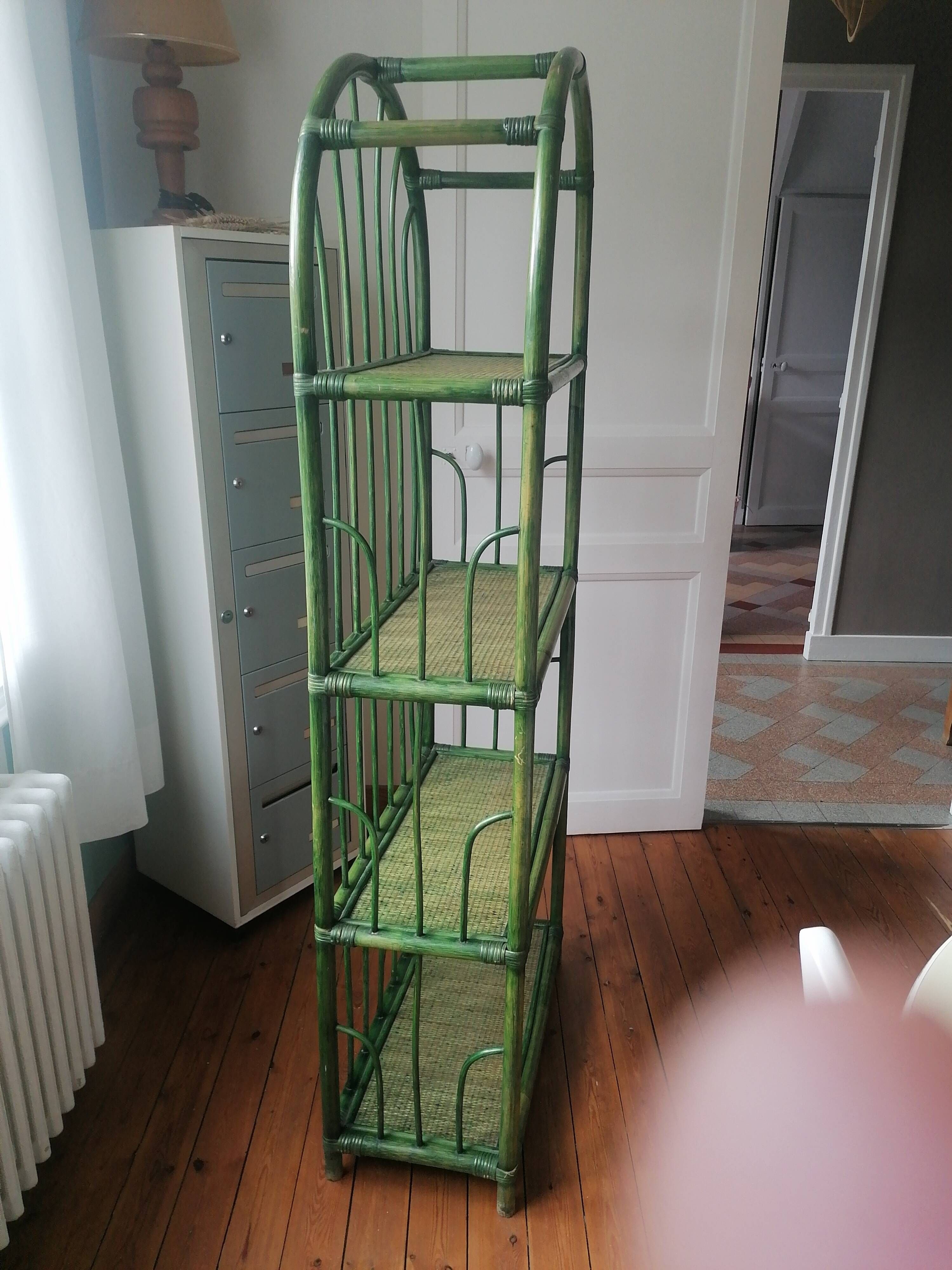 Green bamboo/rattan shelf