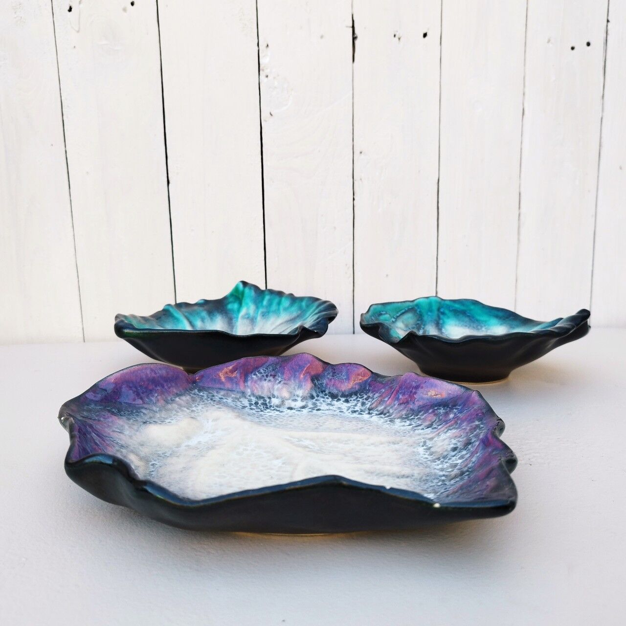 Plates ceramic cabbage leaf Chambost