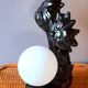 Lampe palmier en céramique 1980 vintage blanc/noir Mathias