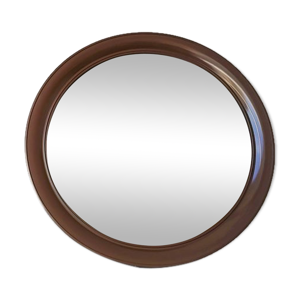 Miroir rond marron vintage en plastique,