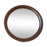 Vintage brown round mirror made of plastic, 80s