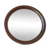 Vintage brown round mirror made of plastic, 80s