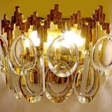 Pair of vintage wall lamps, gold fine gold, crystal, 60s