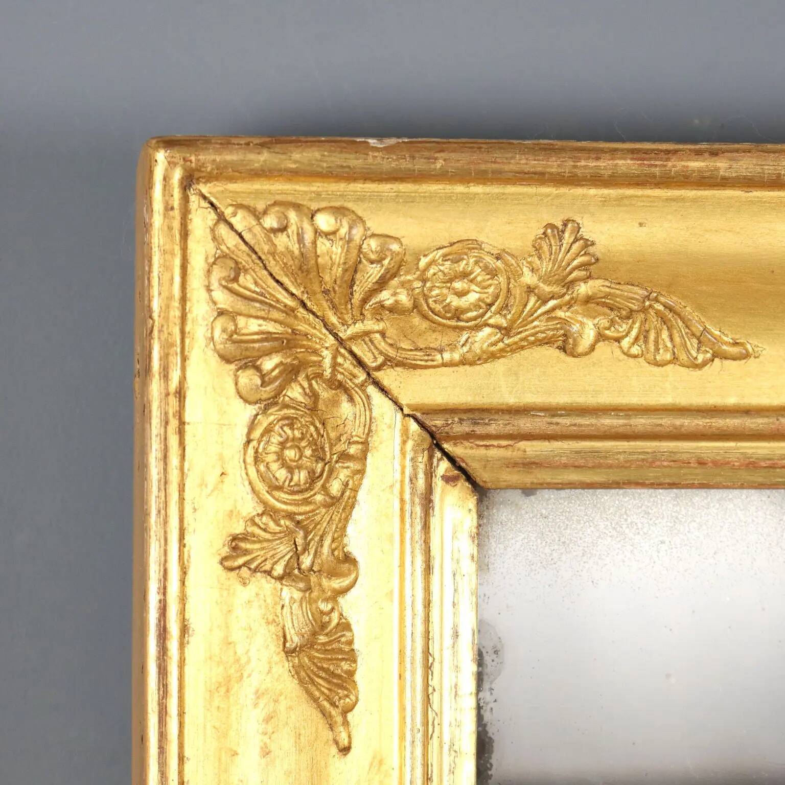 Antique gilded wooden mirror, neoclassical style, 19th century