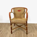 Duo d'anciens fauteuils en osier adulte et enfant