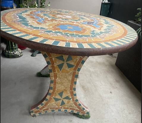 Mosaic garden table, 1950s, craftsman from Drôme