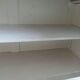 Vintage sideboard, 2 drawers, 1 shelf, 2 pearl gray patinated doors, wooden top.