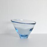 Hand blown Aqua blue glass bowl by Per Lütken for Holmegaard