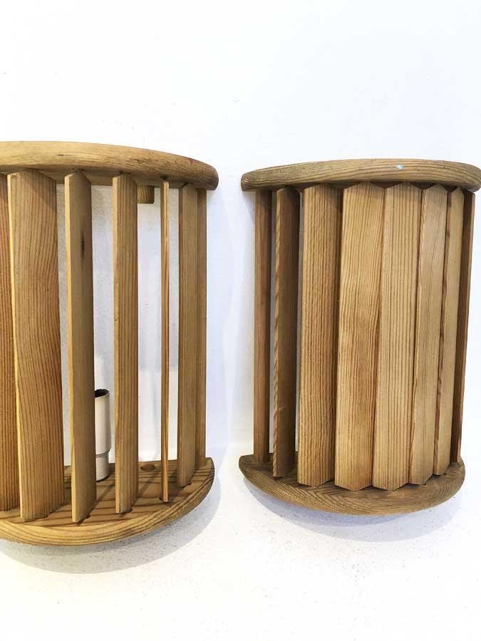 Pair of Scandinavian wooden wall lamps, 1960