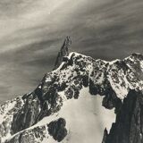 Old photo in black and white mountain summit artistic snow