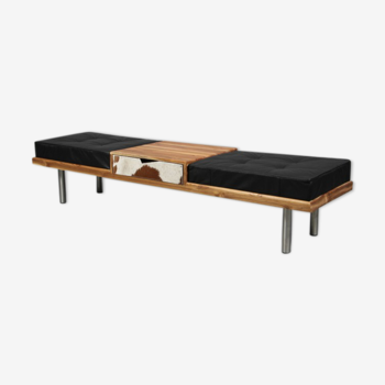 Scandinavian bench bench with center drawer