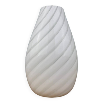 Murano glass vase, white whirl, Italy, 1980s