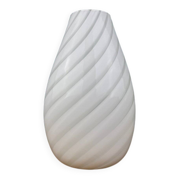 Murano glass vase, white whirl, Italy, 1980s