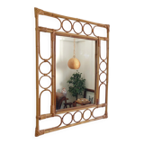 Mid-Century Organic Modern Bamboo & Rattan Mirror, Franco Albini Style, 1960s