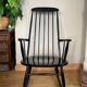 Vintage Scandinavian rocking chair in blackened wood from the 1970s