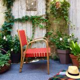 Bow Wood Steiner armchair red slats