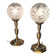 pair of brass bedside lamps and glass ball 32x160