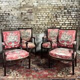 Suite de quatre fauteuils à la reine en acajou de style louis xvi xix eme siècle
