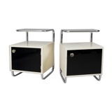 Pair of Black and white bed side tables made in 1940s Czechia