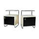 Pair of Black and white bed side tables made in 1940s Czechia